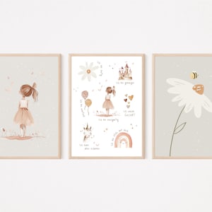 Kinderposter A4 im Set Blumenmädchen Affirmation Daisy Prinzessin Geschenk Kinderzimmer poster Baby Kinderbild babyposter kinderzimmerposter