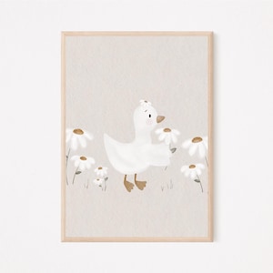 Kinderposter A4 im Set Kleine Gans, Schwan Faultier Daisy Geschenk Kinderzimmer poster Baby Kinderbild babyposter kinderzimmerposter