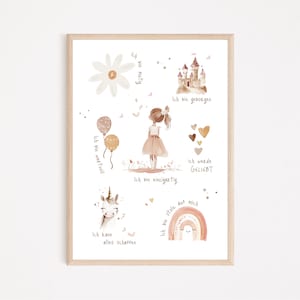 Affirmation Kinderposter A4 Blumenmädchen Schmetterlinge Boho Blumentali Poster Blumenwiese Frühling Mädchen Geschenk Kinderzimmer