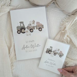 U-Heft und Impfpasshülle BAUERNHOF TRAKTOR TIERE personalisiert | Schutzhülle, Geschenk zur Geburt, Mädchen und Junge, Geschenkidee Baby