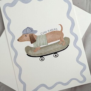 Póster infantil Dachshund en monopatín A4 - con gorra, Ciao Kakao, póster de regalo retro para nacimiento o baby shower, imagen infantil (J-0546) imagen 5