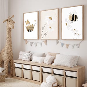 Kinderposter Fuchs Biene Gänseblümchen A4 | Gänseblümchen Biene Geschenk Kinderzimmer poster Baby Kinderbild Poster babyposter