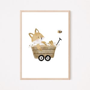 Kinderposter Fuchs Bär Daisy A4 im Set Poster Geschenk Kinderzimmer poster Baby Kinderbild babyposter Biene