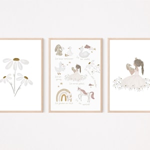Poster A4 Prinzessin Affirmationsposter Daisy  Poster Blumenwiese Frühling Mädchen Geschenk Kinderzimmerposter Baby Kinderbild Kinderposter