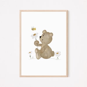 Kinderposter A4 im Set Bär Regenbogen Biene Daisy Poster Frühling Geschenk Kinderzimmer poster Baby Kinderbild babyposter kinderzimmerposter