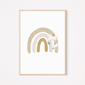 Kinderposter A4 im Set Bär Regenbogen Biene Daisy Poster Frühling Geschenk Kinderzimmer poster Baby Kinderbild babyposter kinderzimmerposter
