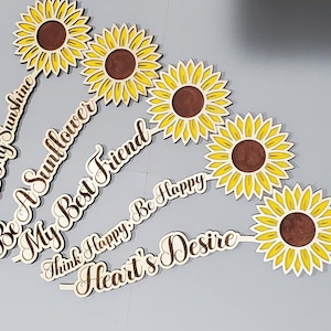 28 Sunflowers With Messages AND display case DIGITAL FILE for Glowforge/Laser Cutter