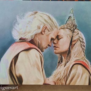 Fire and Blood, Rhaenyra, Daemon Targaryen / Art Print Fanart House of the Dragon
