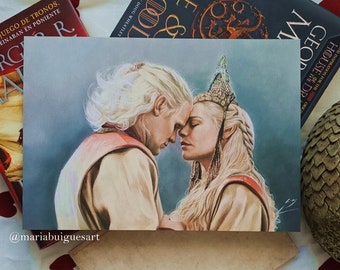 Fire and Blood, Rhaenyra, Daemon Targaryen / Art Print Fanart House of the Dragon