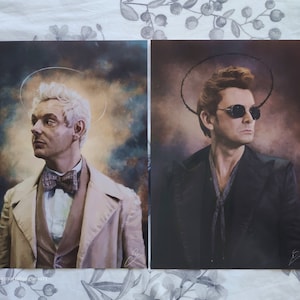 Upadły Anioł i Dobry Demon, Aziraphale i Crowley / Fanart Wydruku Artystycznego Dobry Omen