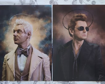 The Fallen Angel and the Good Demon, Aziraphale and Crowley / Art Print Fanart Good Omens