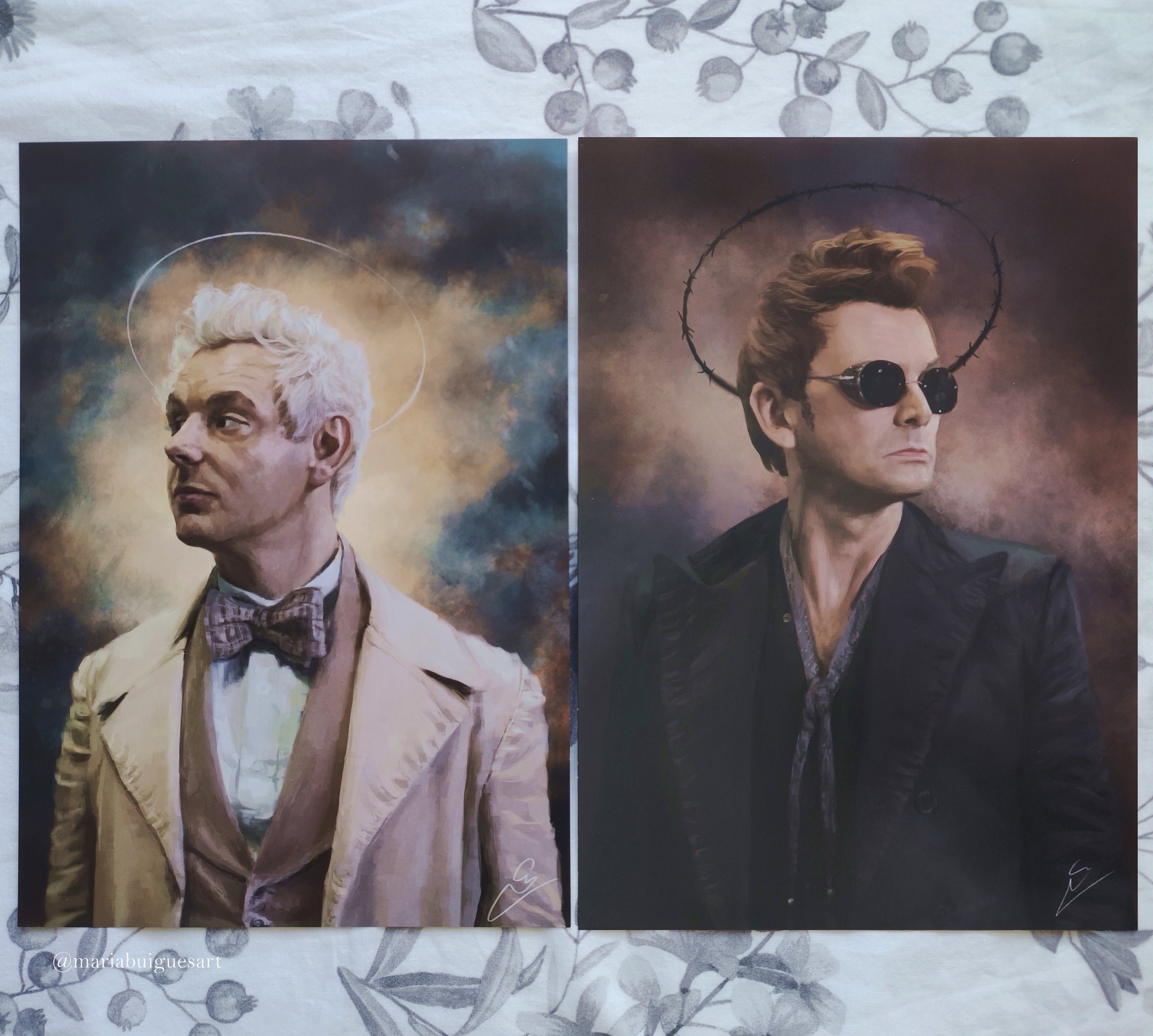 The Fallen Angel and the Good Demon, Aziraphale and Crowley / Art Print Fanart Good Omens