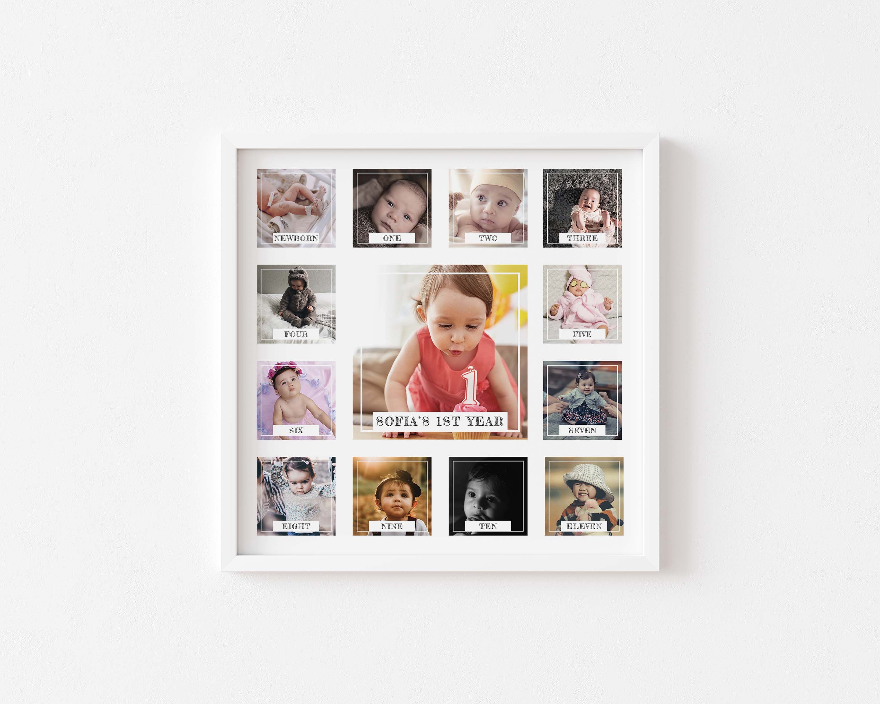Black My First Year Baby Photo Frame Newborn Baby Keepsake Frame Kit Wood Kids Wall Hanging Picture Frame 12 Month Photo Frame Unique Baby Gifts The Perfect Decorations for Room Wall Feibi 