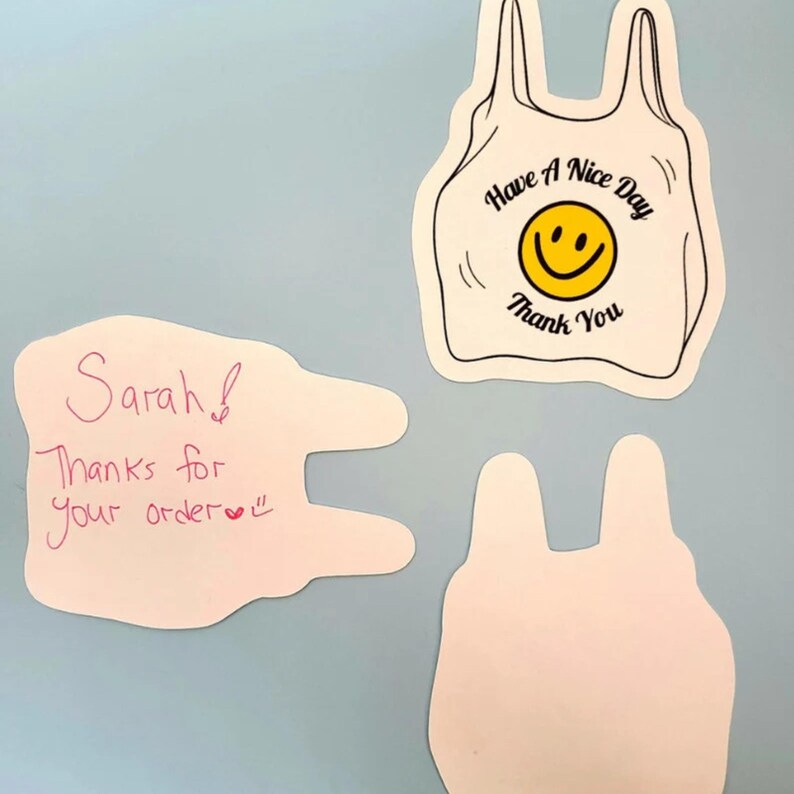 Die-Cut Smiley Face Bag Thank You Cards (Digital Download) image 3