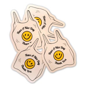 Die-Cut Smiley Face Bag Thank You Cards (Digital Download) image 1