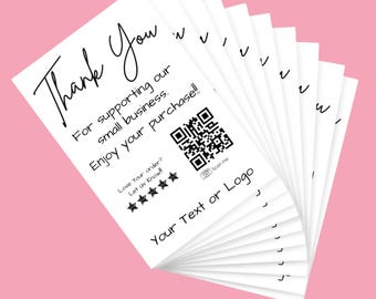 Custom Thank You Cards for Small Business | 4x6 simply thanks Thank You Card with QR Code | Black and White Packaging Insert