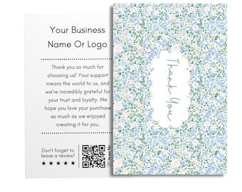 Thank You Cards Printed 4x6 (25-100 Cards) Floral Garden Custom with QR Code | Personalized | Small Business, Weddings, Baby showers, Events
