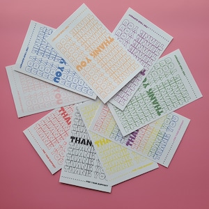Tarjetas de agradecimiento personalizadas retro (100 tarjetas), varios colores con código QR