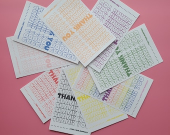 4x6 printed Retro Grocery Style Custom Thank You Cards (25-100 Cards), Multiple Colors with QR Code