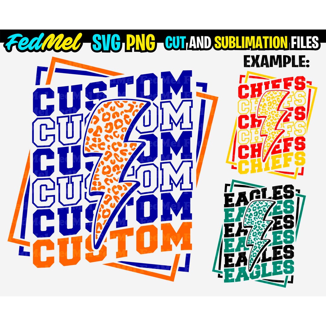 Custom Team Mascot Svg Png Leopard Lightning Bolt Design for Etsy