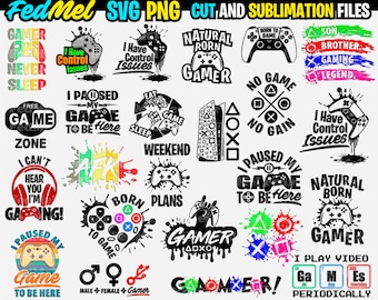 24 Gamer bundle designs in svg, png, eps formats