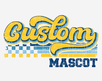 Mascota PNG personalizada, descarga digital deportiva retro, diseño de sublimación con espíritu de equipo, mascota universitaria vintage, descarga instantánea