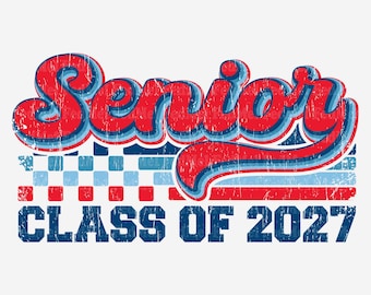 Diseño de camiseta de graduación retro para la promoción de 2027 (archivo para sublimación)