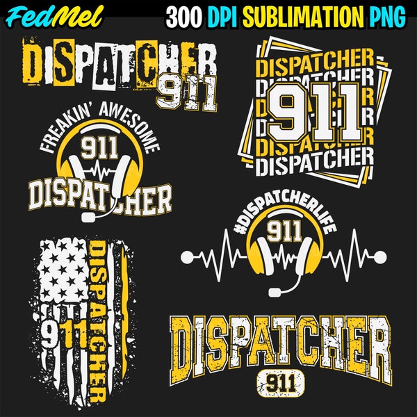 Dispatcher 911 png bundle, Police png, Rescue png, Emergency png, Distressed dispatcher t-shirt sublimation design