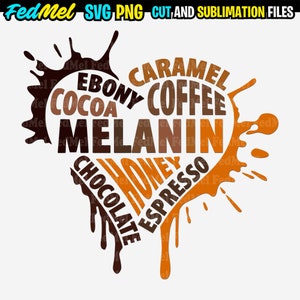 Melanin Heart svg, png design for sublimation and cutting