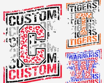 Custom distressed school spirit png Personalized Leopard design for sublimation