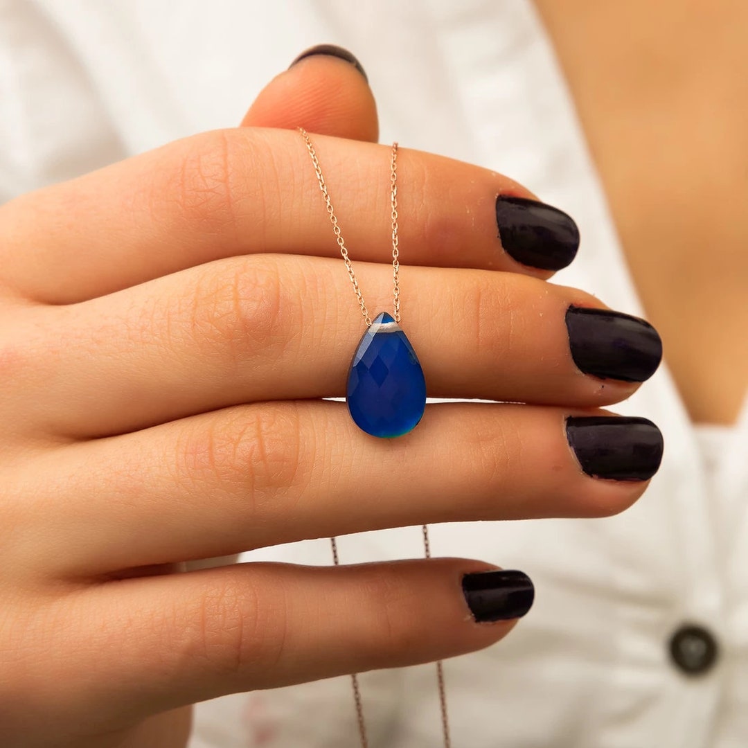 Feeling Stone Silver Necklace Changing Color by Temperature Etsy