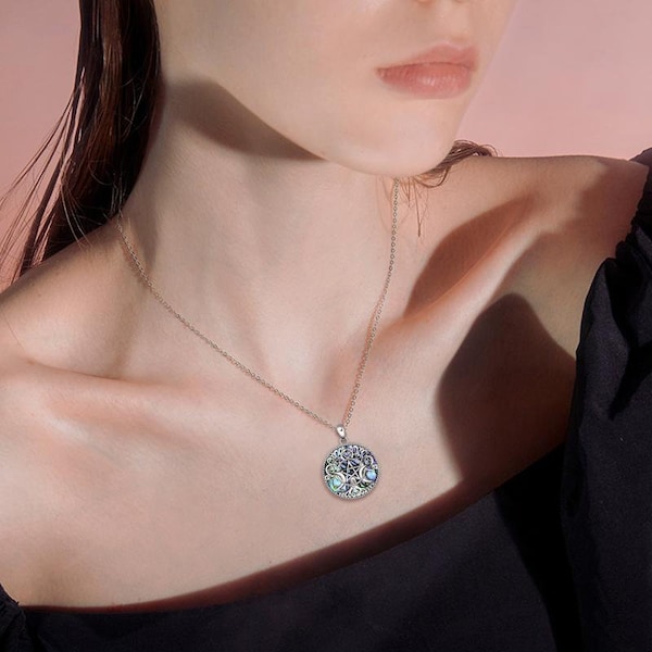 Orecchini YFN Tripla Luna E Pentacolo In Argento Sterling 925 – Gioiello Pagano Wiccan Albero Della Vita - 2