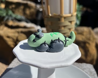 Seasonal Collection: Dino Desk Buddy Halloween Frankensteins Monster Cozy Dinosaur Clay Figure Sculpture Art