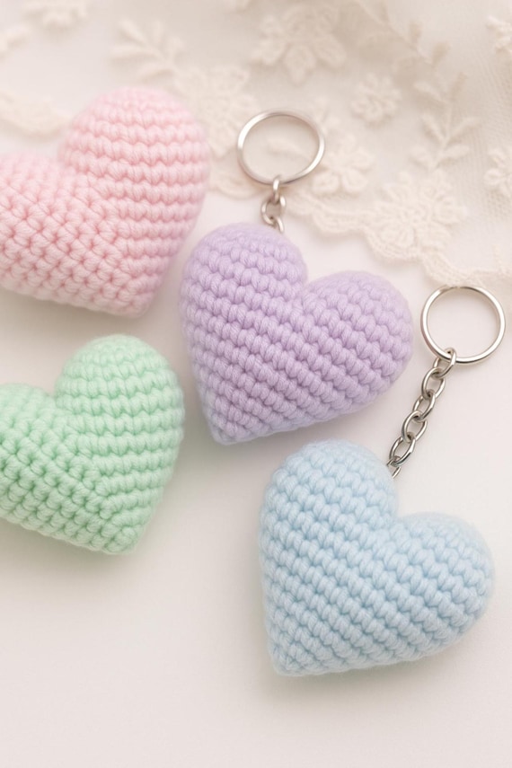 Crochet Heart Pattern PDF – Amigurumi Keychain – Easy Beginner Project – Digital Download – Gift Idea