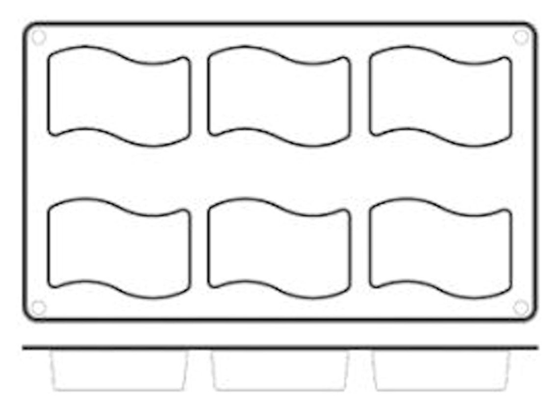 Wavy Financier/cake 6 Forms, Silicone Mold, Commercial Grade, Made in