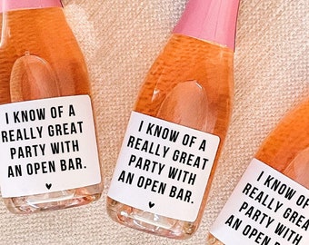 Bridesmaid Proposal Wine Label, I know of a really great open bar, Will you be my Bridesmaid, Bridesmaid Gift, Bridesmaid Candle, Mini Champ