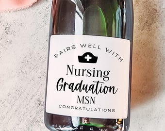Custom Nursing Graduation Gift | Personalized Nursing Degree Graduation Wine Label | Class of 2026 RN Gift