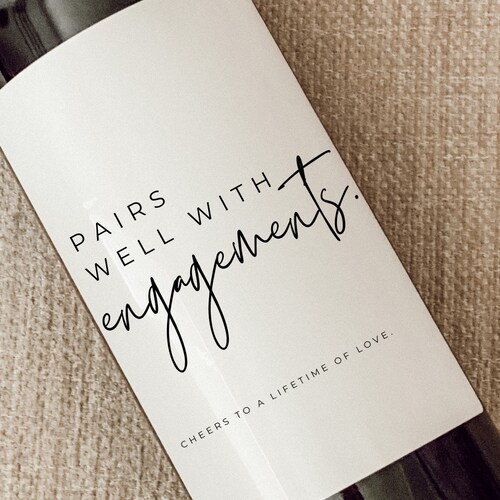 Engagement Wine Label Engagement Gift Pairs Well With Etsy