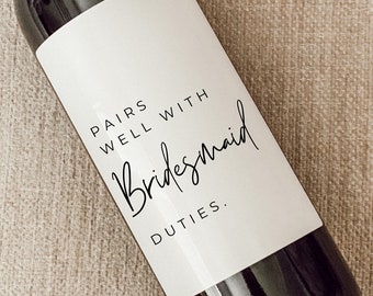 Pairs well with Bridesmaid Duties, Bridesmaid Proposal, Bridesmaid Gift, Bridesmaid Wine Label, Bridesmaid Proposal Box, Bridesmaid Candle