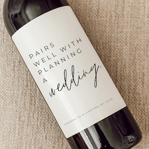 Pairs well with planning a wedding | Engagement Wine Label | Engagement Gift | Wedding Planning Gift