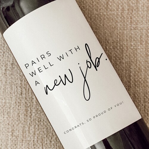 Pairs Well With a New Job. New Job Wine Label. Gift for Her. Etsy Canada