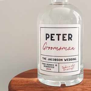 Etichetta per proposta di matrimonio per lo sposo, etichetta personalizzata per whisky per lo sposo, regalo per il testimone di nozze, regalo per l'usciere, proposta di matrimonio per l'uomo d'onore, etichette personalizzate per liquori da matrimonio