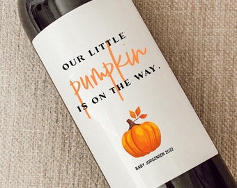 Fall Baby Announcement Wine Labels | Personalized Pregnancy Announcement Gift | Pairs well with being Grandparents | Gift for Aunt, Uncle