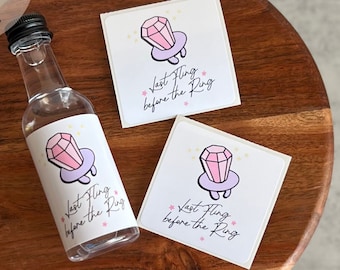 Last Fling Before the Ring Bachelorette Mini Liquor Labels, Bachelorette Party Favors, Bachelorette Gifts, Tequila Label, 50ml labels