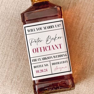 Custom Officiant cadeau-idee, Officiant voorstel, Officiant Whisky Label, Cadeau voor bruiloft Officiant, Pastor Gift Minister, Wil je met ons trouwen