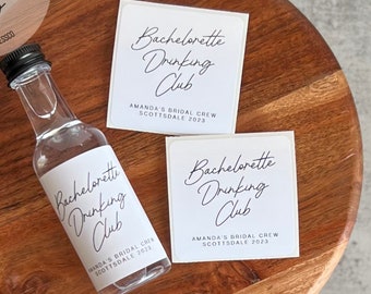 Bachelorette Drinking Club Mini Liquor Labels, Bachelorette Party Favors, Custom Shooter Label, Bachelorette Gifts, 50ml Tequila Label