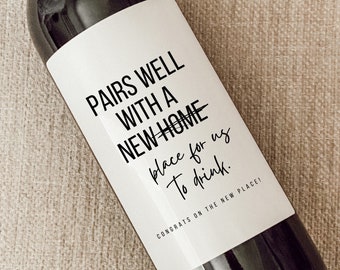 Housewarming Gift | New Place | Housewarming Wine Label | Gift for Her, Him | New Home Owner Gift | Realtor Gift to Clients