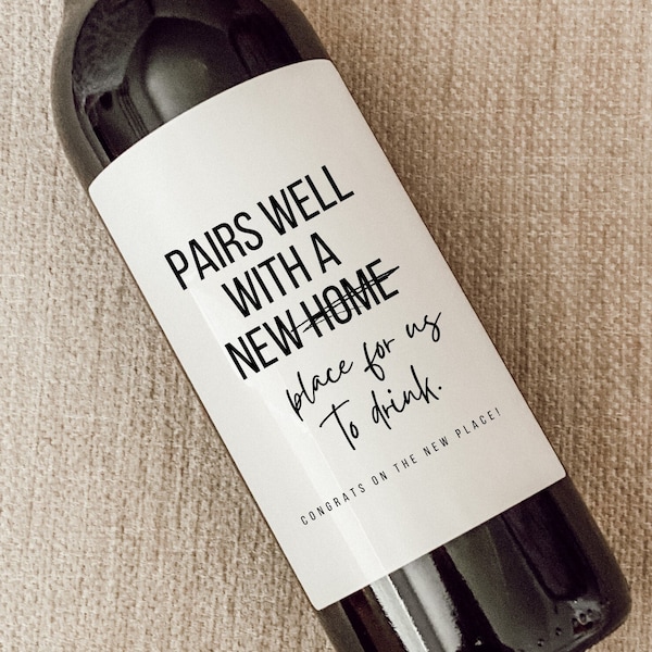 Housewarming Gift | New Place | Housewarming Wine Label | Gift for Her, Him | New Home Owner Gift | Realtor Gift to Clients