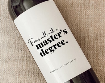 Master&#39;s Degree, Graduation Gift, Graduation Wine Label, Funny Graduation Gift, Graduation Card, Gift for Her, Gift for Him, Class of 2024