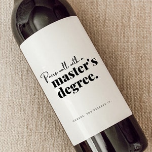 Master, Cadeau de remise des diplômes, Étiquette de vin de remise des diplômes, Cadeau de remise des diplômes amusant, Carte de remise des diplômes, Cadeau pour elle, Cadeau pour lui, Promotion 2024